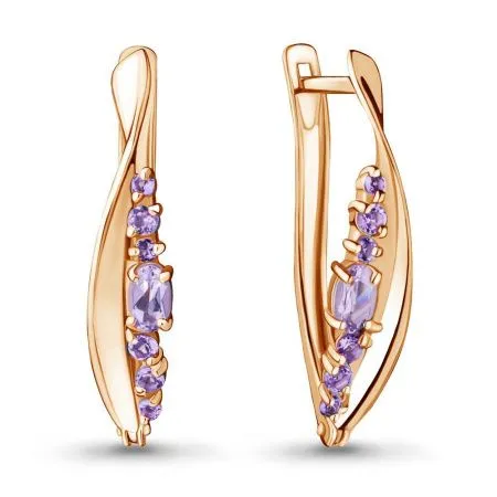Серьги из позолоченного серебра с аметистами