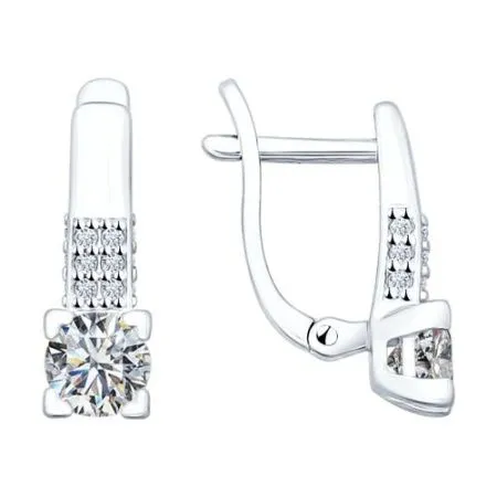 Серьги из серебра с фианитами (SOKOLOV)