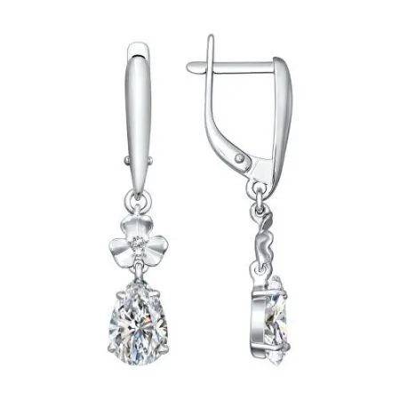 Серьги из серебра с фианитами (SOKOLOV)