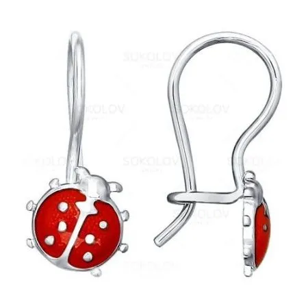 Серьги из серебра с эмалью божьи коровки (SOKOLOV)