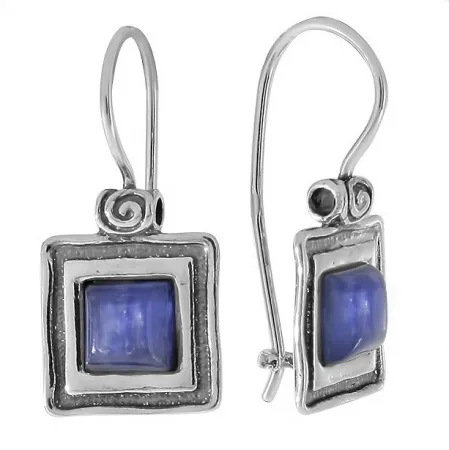 Серьги DENO из серебра с кианитом